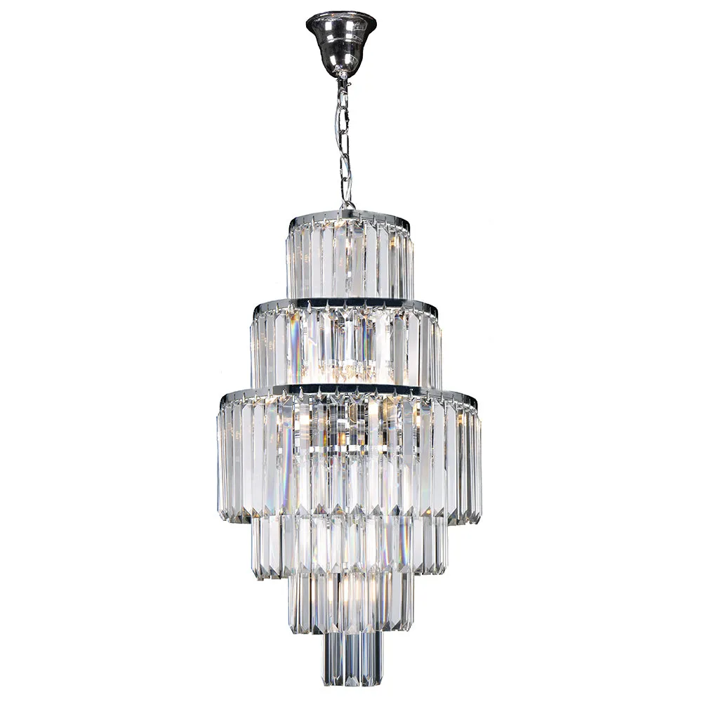 Celestial 6 Tier Chrome 9 Light Crystal Prism Chandelier Pendant