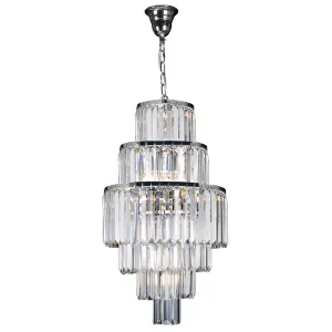 Celestial 6 Tier Chrome 9 Light Crystal Prism Chandelier Pendant