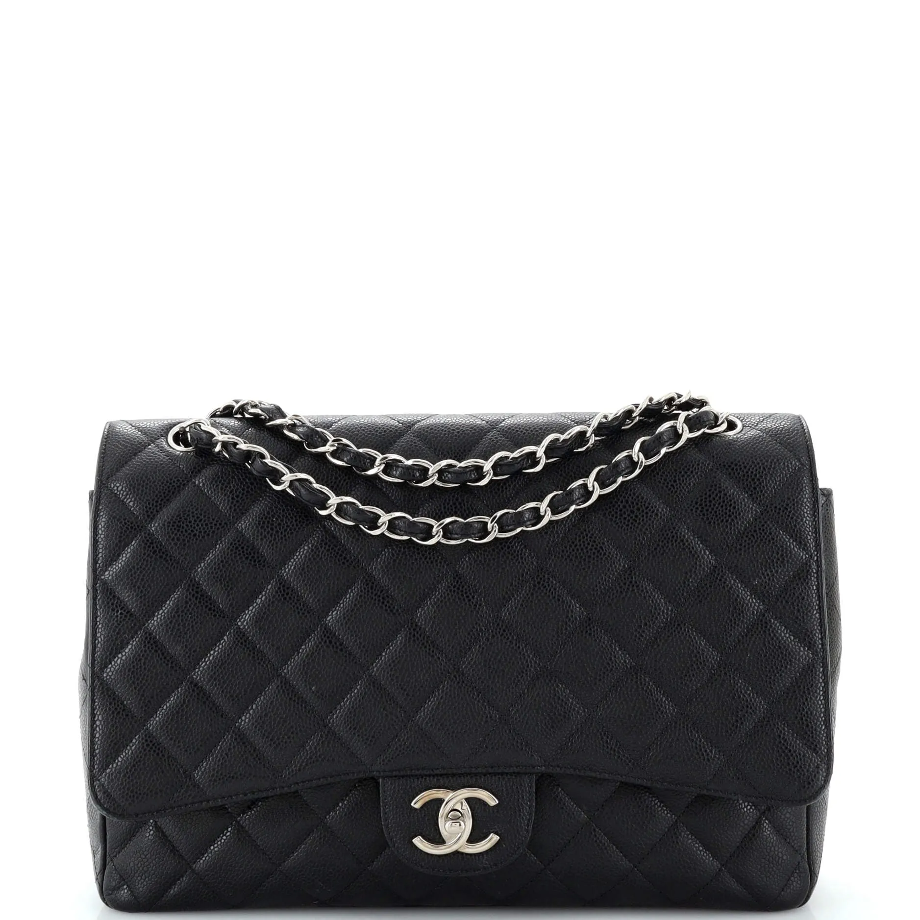 CHANEL Classic Double Flap Bag Quilted Caviar Maxi