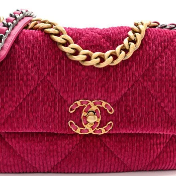 CHANEL CORDUROY QUILT CHANEL FLAP IN FUCHSIA