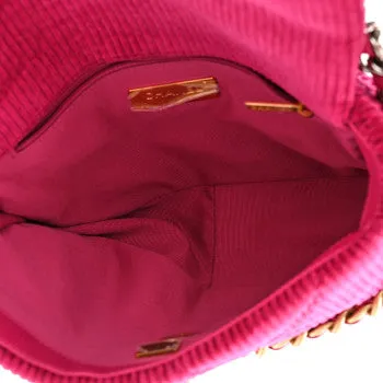 CHANEL CORDUROY QUILT CHANEL FLAP IN FUCHSIA