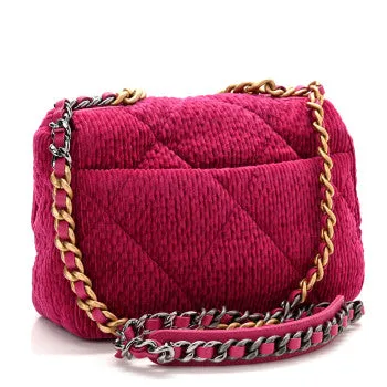 CHANEL CORDUROY QUILT CHANEL FLAP IN FUCHSIA