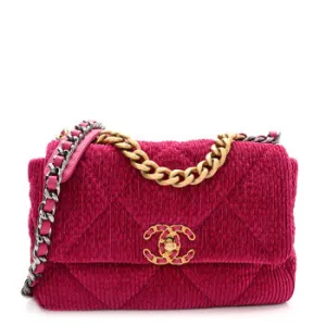 CHANEL CORDUROY QUILT CHANEL FLAP IN FUCHSIA