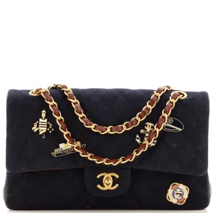 CHANEL Paris-Hamburg Charms Classic Double Flap Bag Quilted Wool and Lambskin Medium