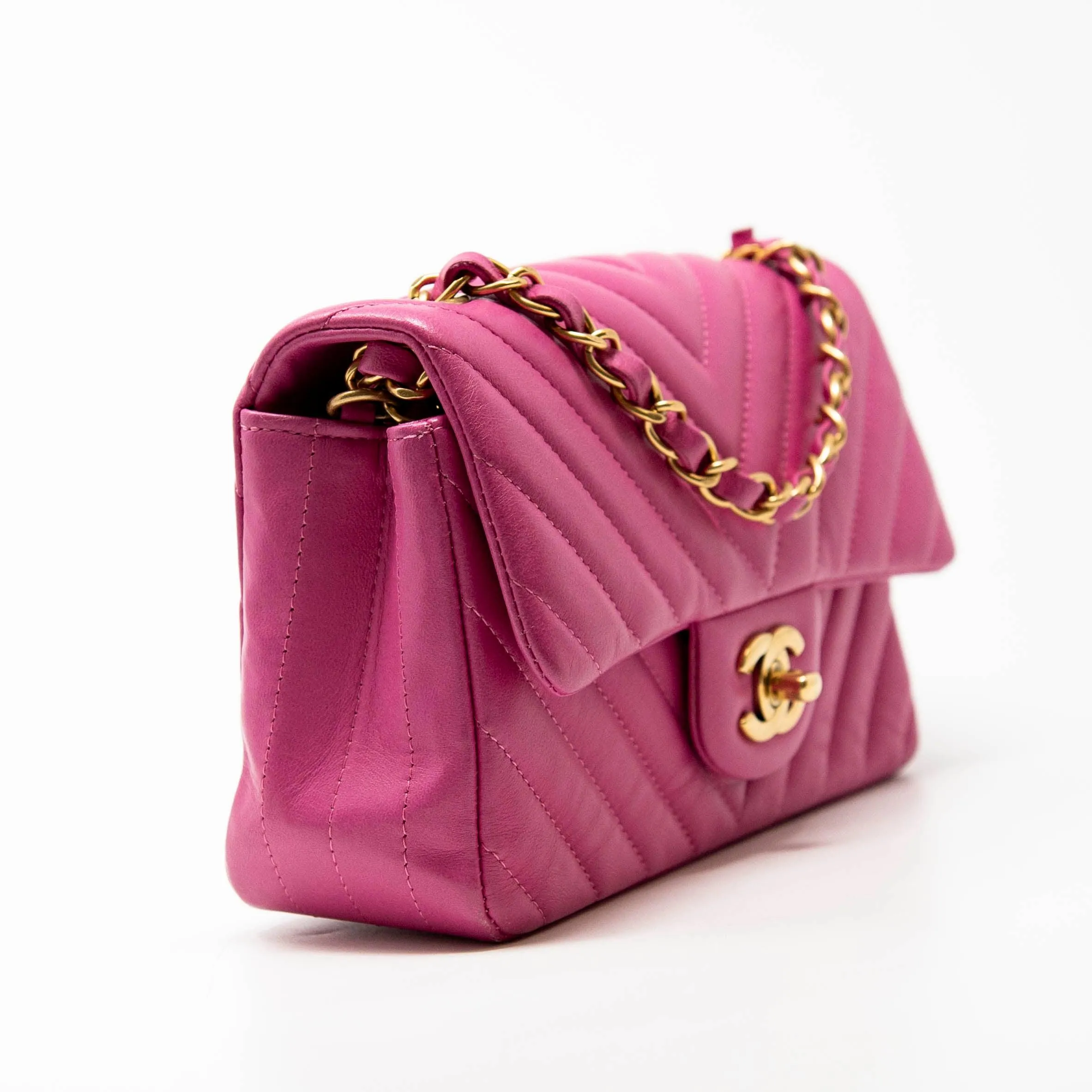 Chanel Pink Chevron Mini Flap