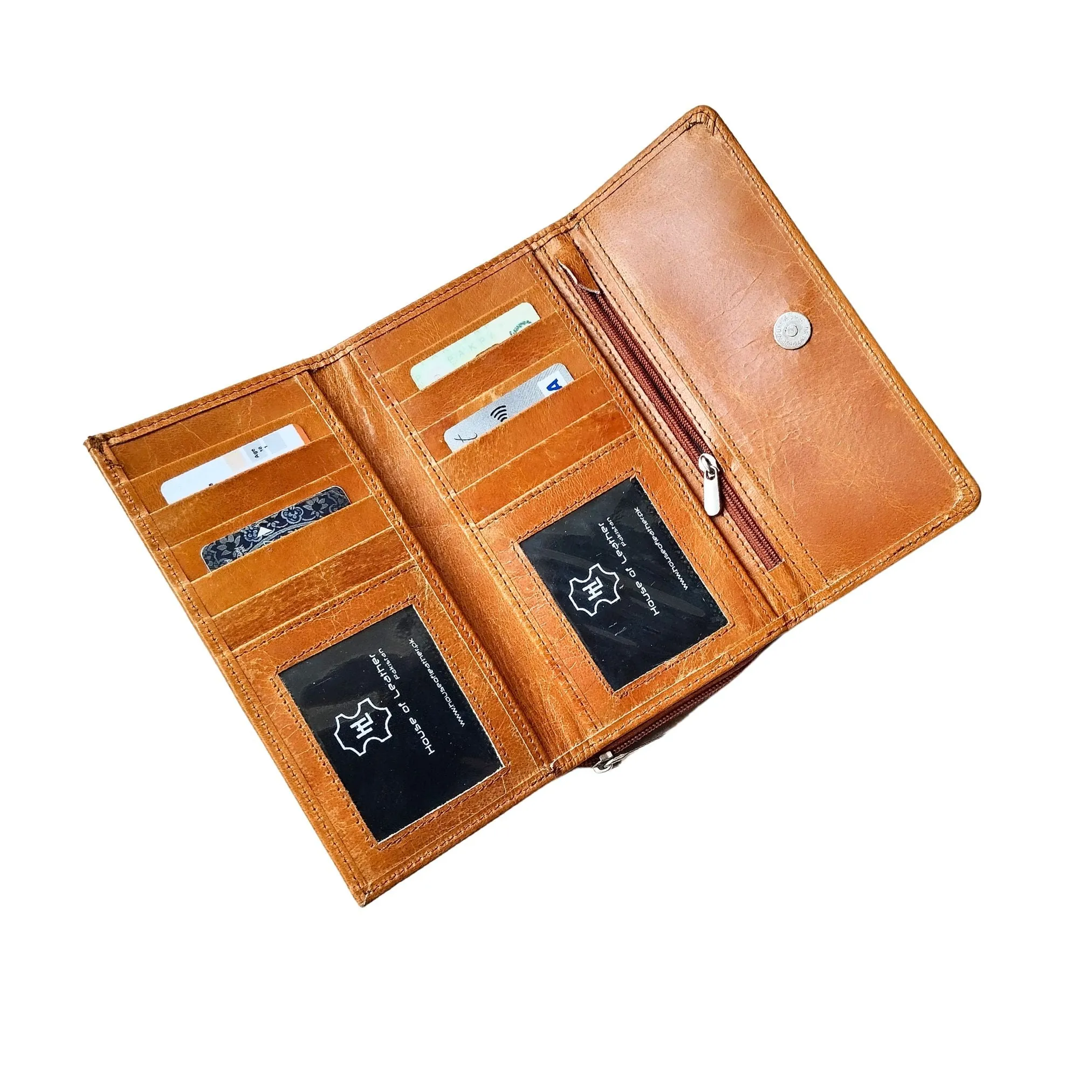 Chestnut Leather Wallet for Women - Tan Leather Women Clutch