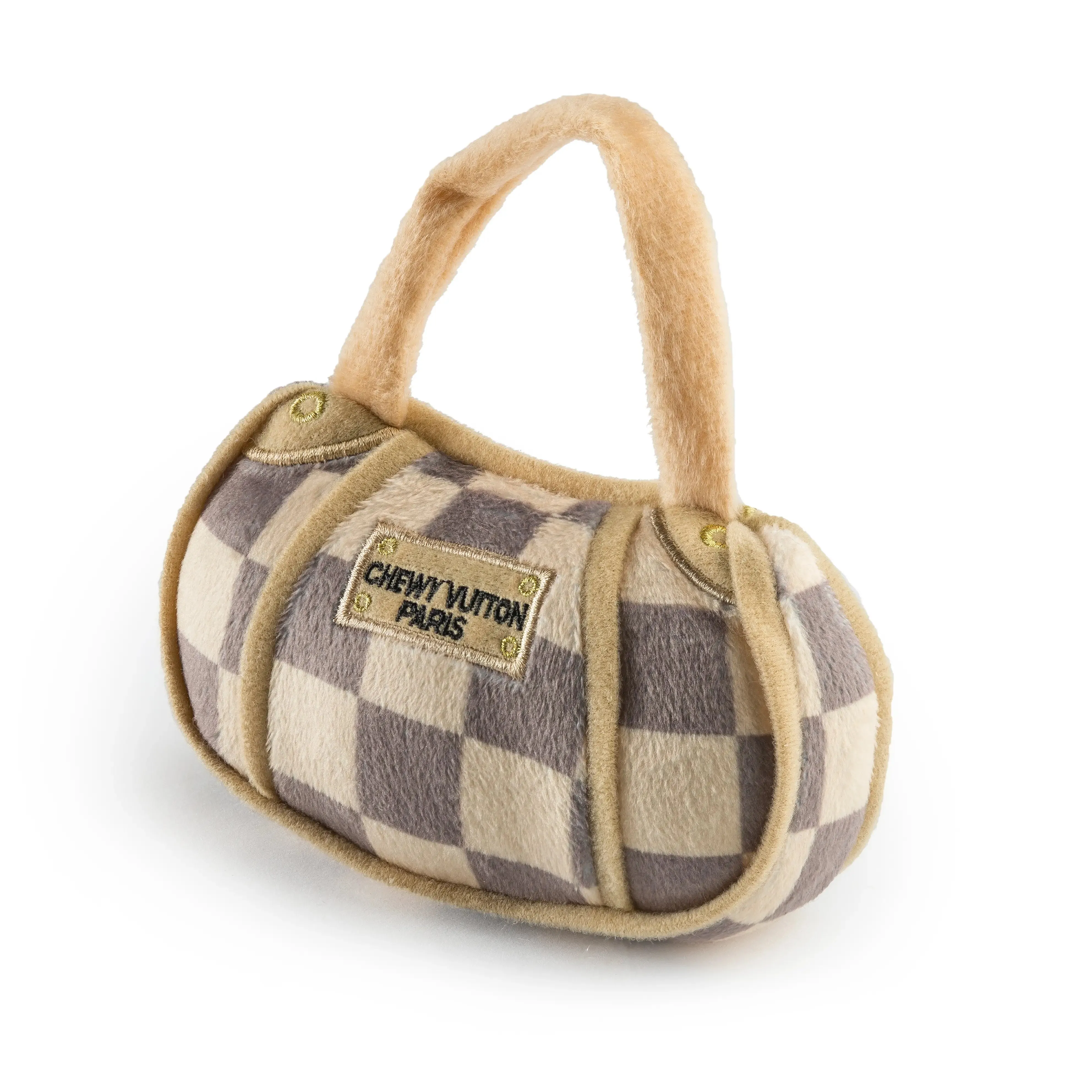 Chewy Vuiton Checkered Small Handbag Dog Toy