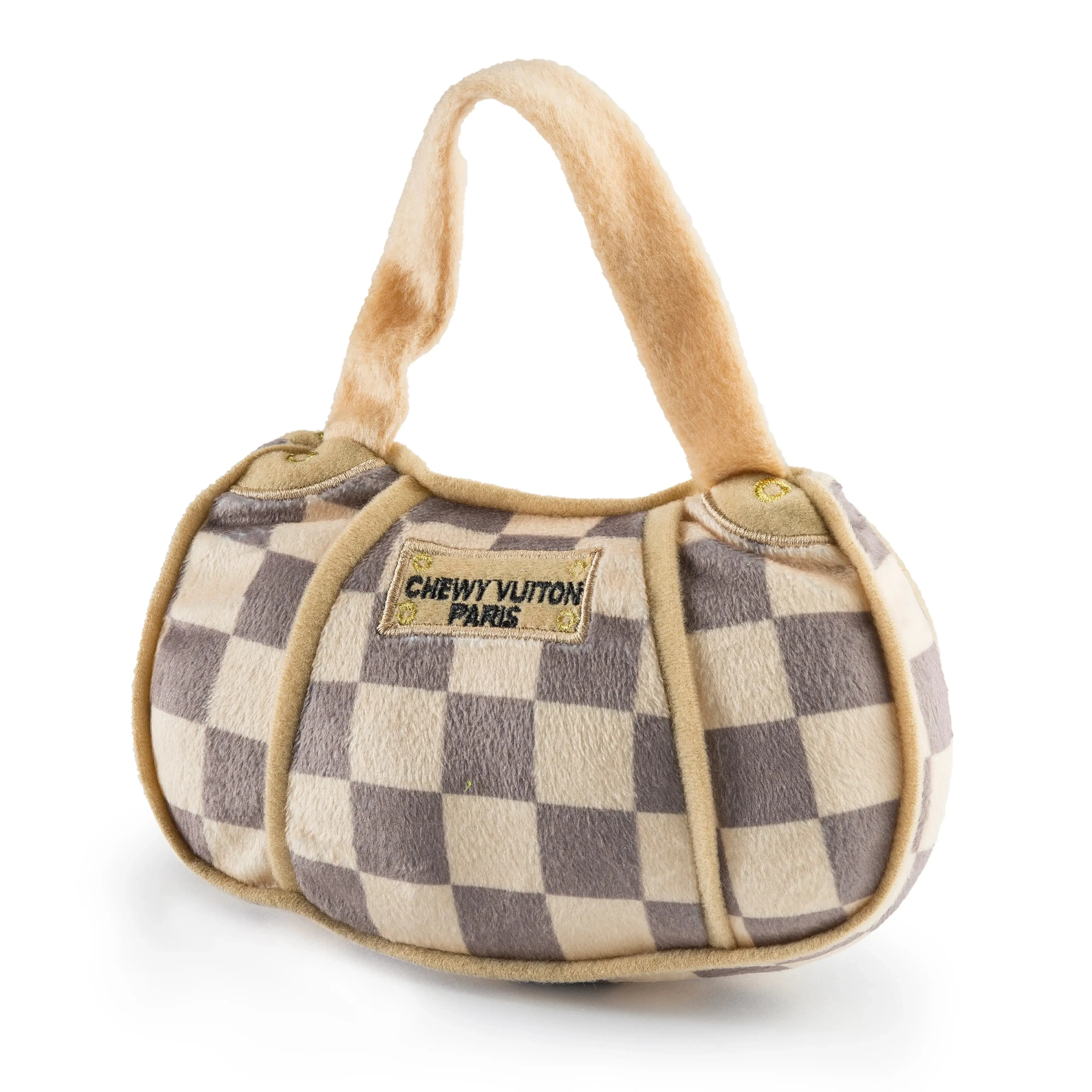 Chewy Vuiton Checkered Small Handbag Dog Toy