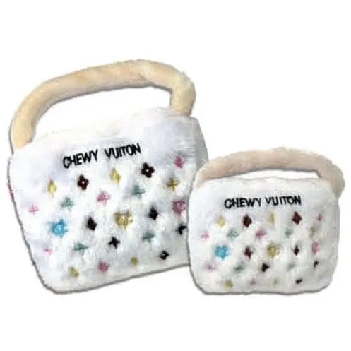 Chewy Vuiton White Handbag Dog Toy