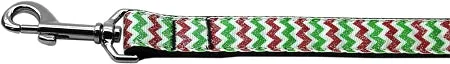 Christmas Sparkle Chevron Nylon Dog Leash 5-8 Inch Wide 4ft Long