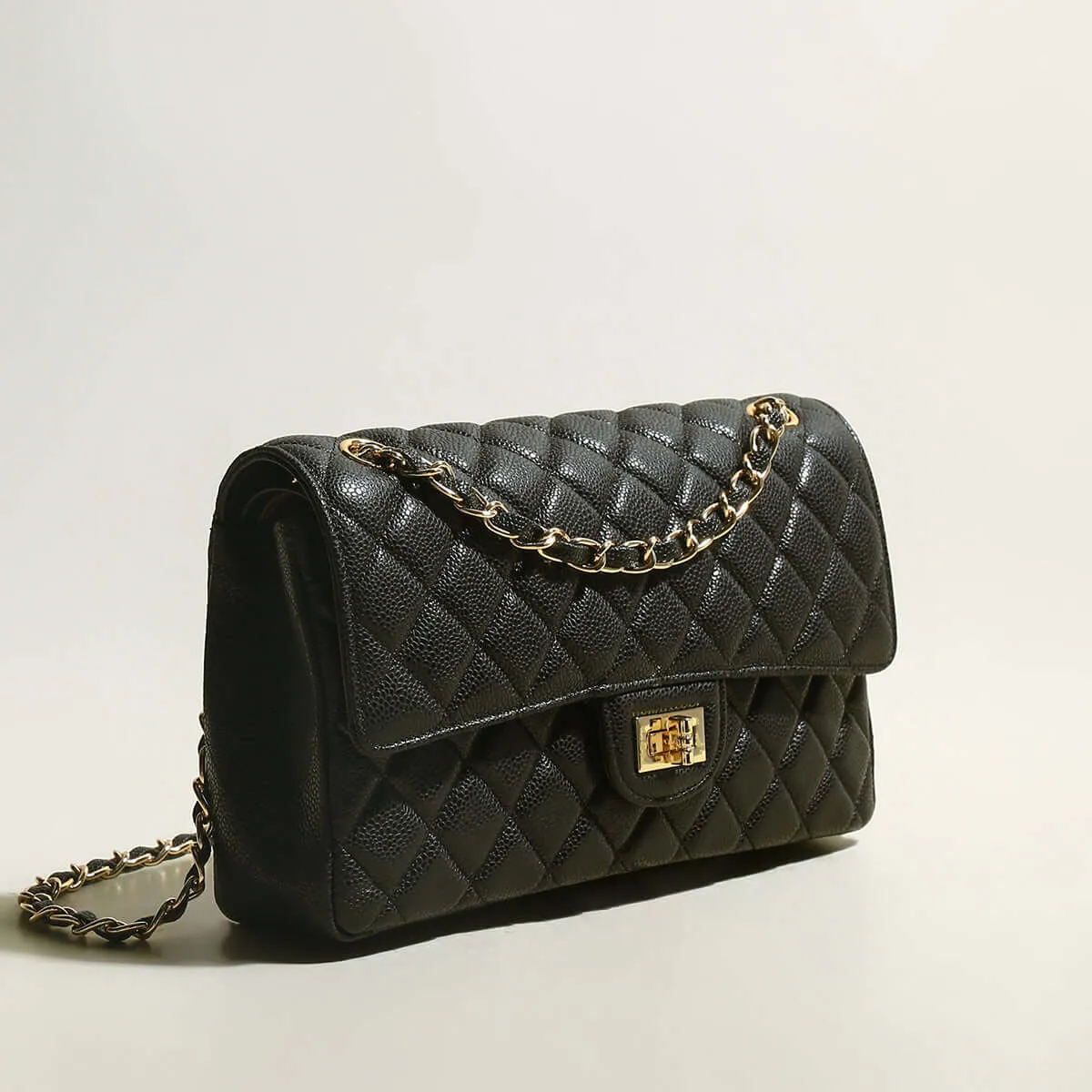 Classic Black Quilted Flap Shoulder Bag