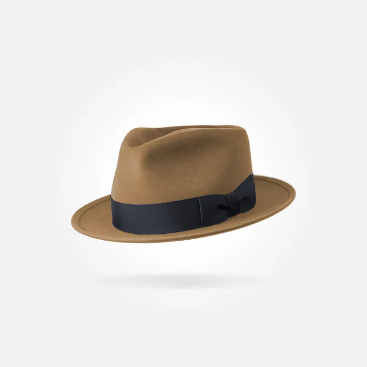 Classic Charm Fedora Fur Felt Hat in Camel