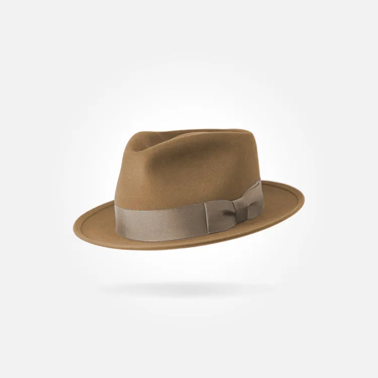 Classic Charm Fedora Fur Felt Hat in Camel