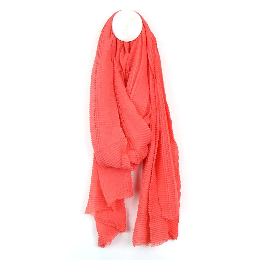 Coral Lightweight Crinkle Scarf