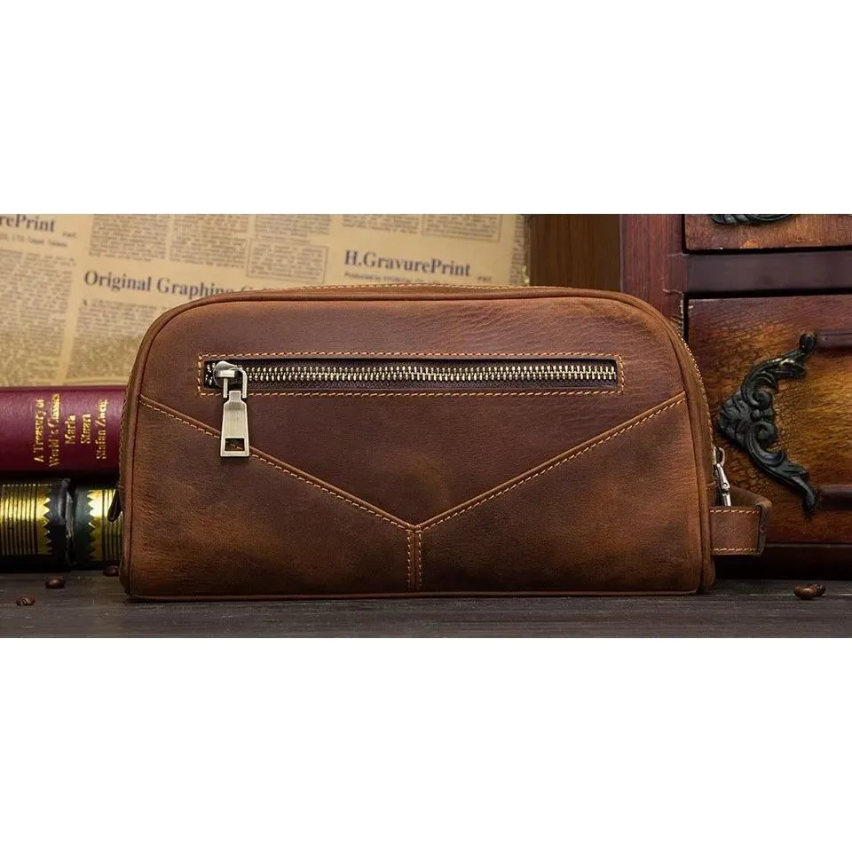 CowLuxe Short Leather Men's Handbag