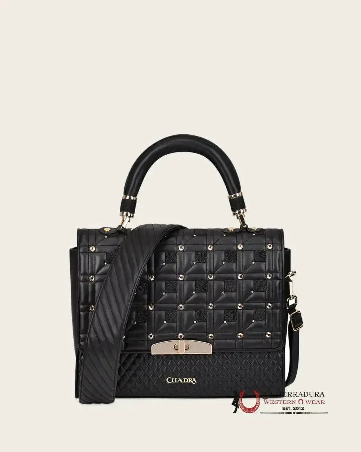 CUADRA BLACK STINGRAY EMBROIDERY HANDBAG