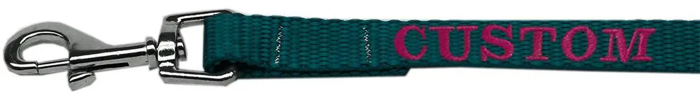 Custom Embroidered Made In The Usa Nylon Pet Leash 5-8in By 4ft Teal