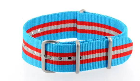 Cyan Red Gray G10 Military Nylon Strap (Matte)