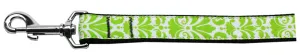 Damask Lime Green Nylon Dog Leash 5-8 Inch Wide 6ft Long