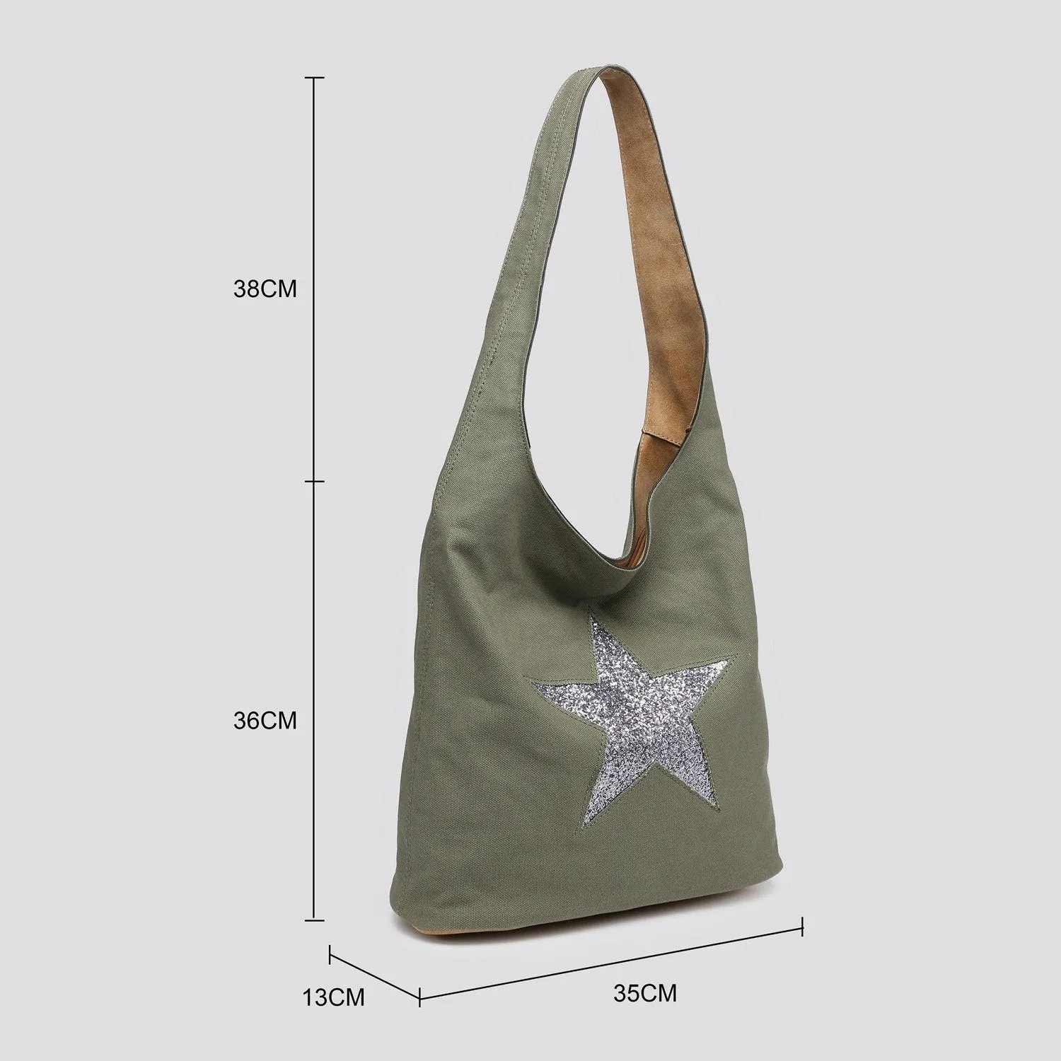 Dark Grey Tote/Shoulder Bag with Encrusted Star