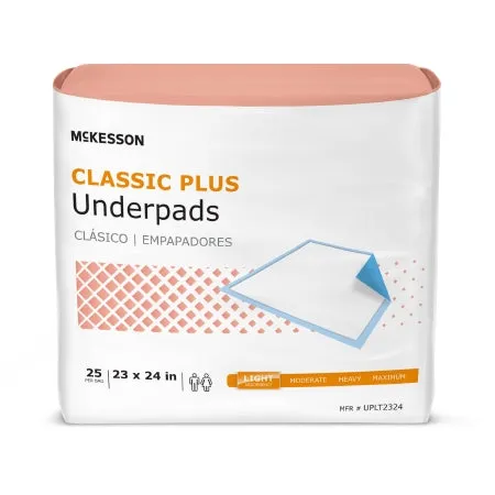 Disposable Underpad Classic Plus 23 X 24 Inch Fluff / Polymer Light Absorbency - McKesson Brand Mfr# UPLT2324