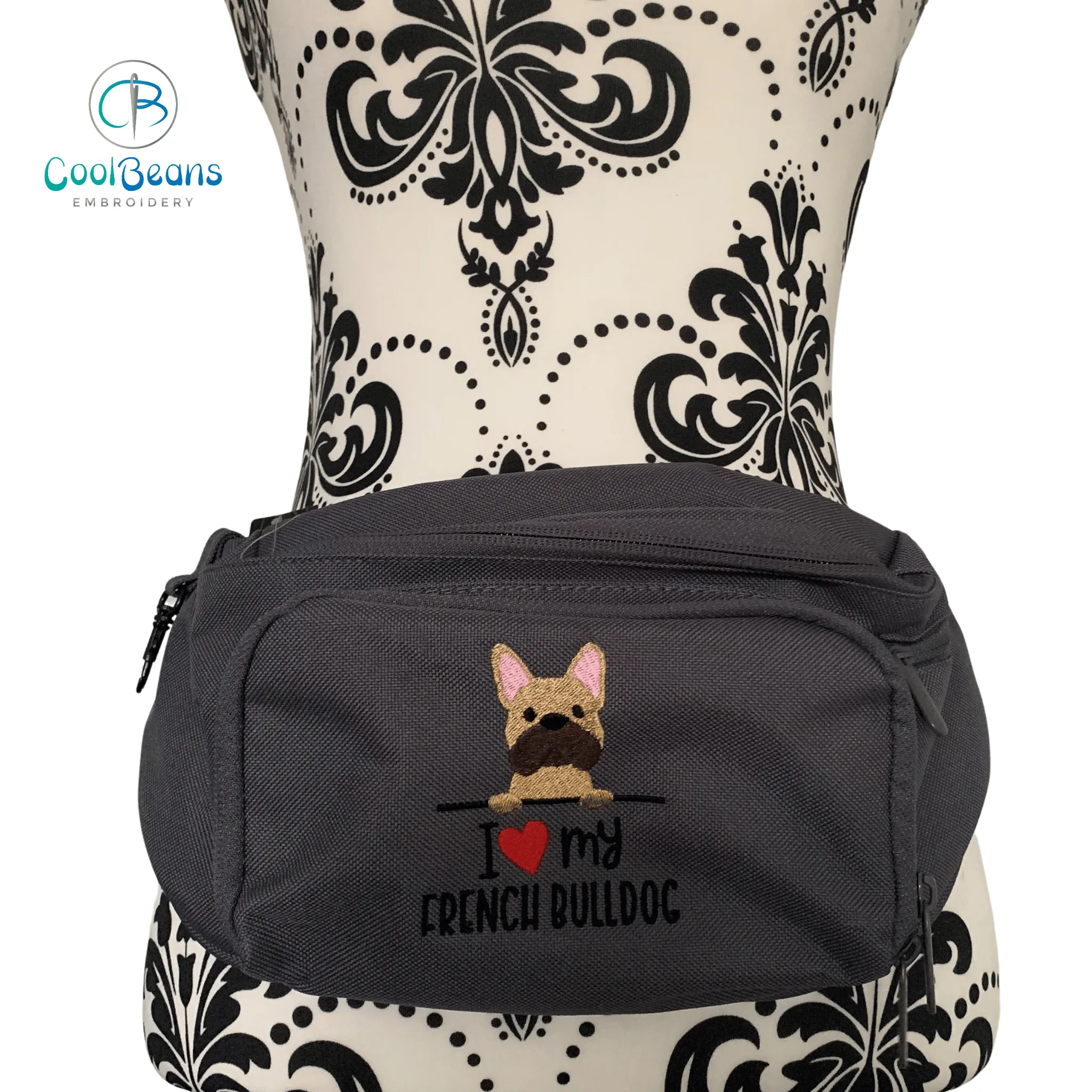 Dog Walking - I Love my French Bulldog - Belt Bag / 4 Zip Bumbag - French Bulldog