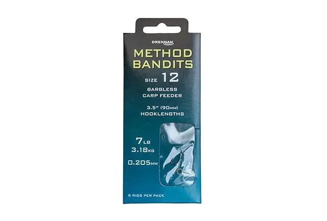 Drennan Method Bandits Barbless Carp Feeder hooks to nylon