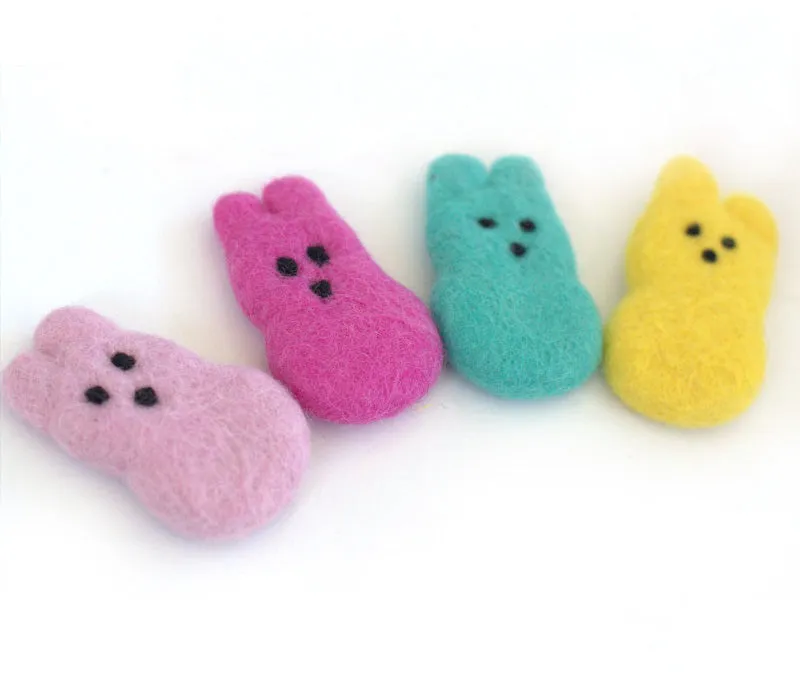 Easter Marshmallow Bunnies- Set of 4- Bright Pink, Light Pink, Yellow, Turquoise