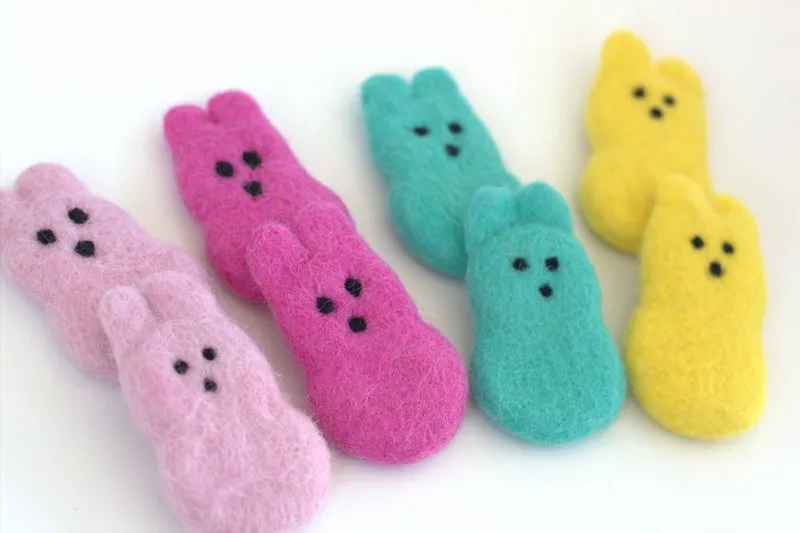 Easter Marshmallow Bunnies- Set of 4- Bright Pink, Light Pink, Yellow, Turquoise