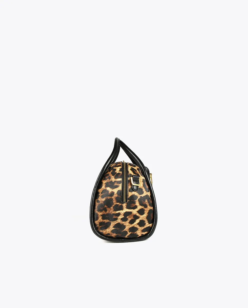 Faux leather and animal print bowling bag