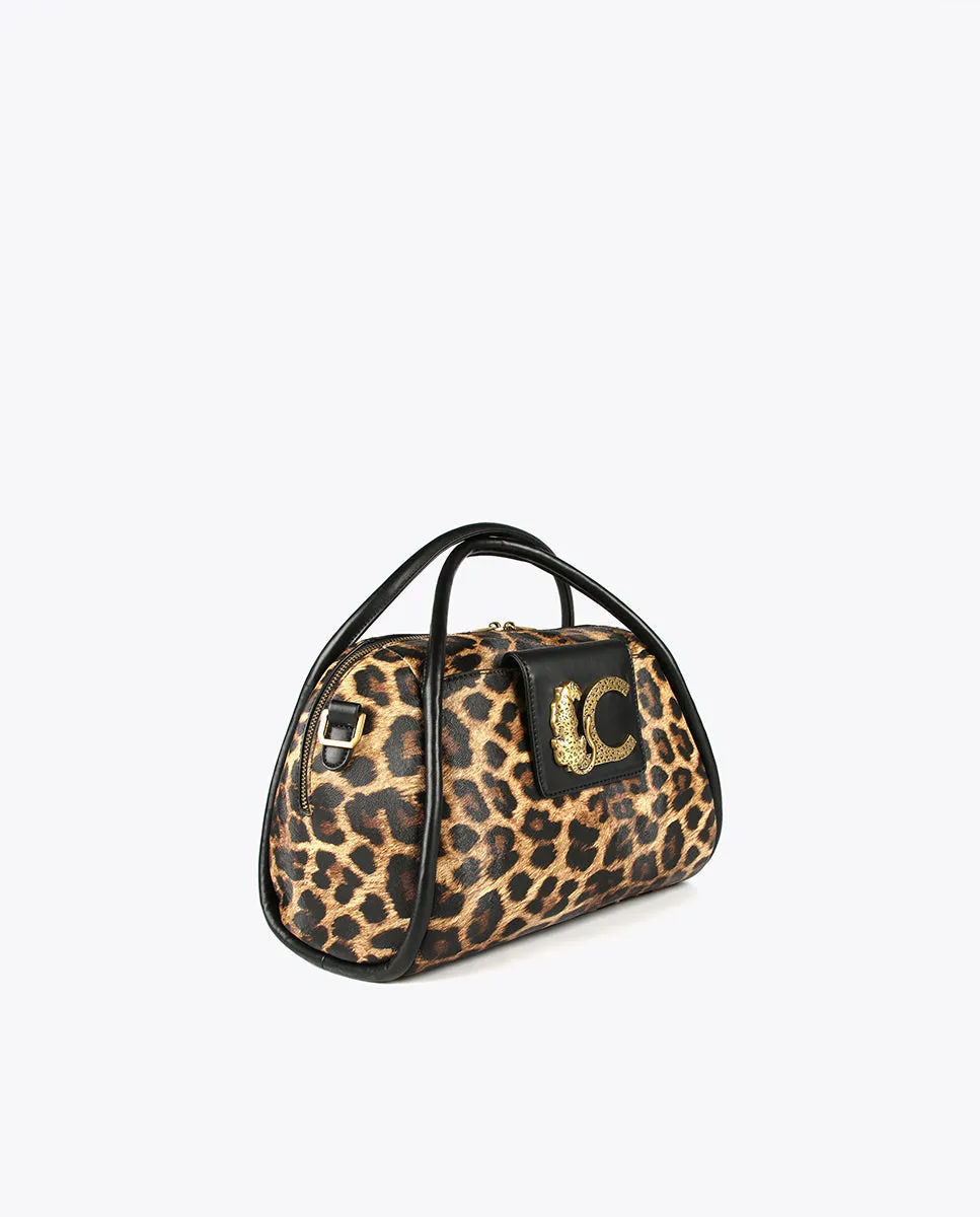 Faux leather and animal print bowling bag