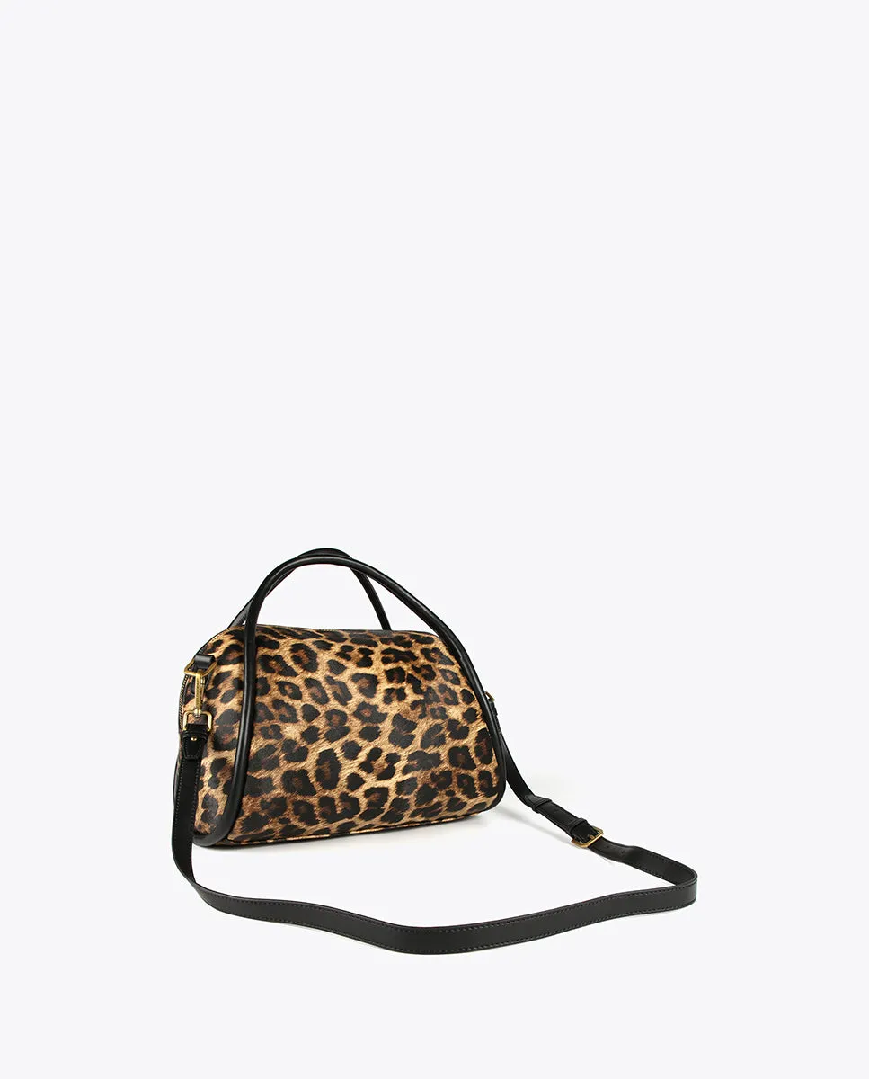 Faux leather and animal print bowling bag