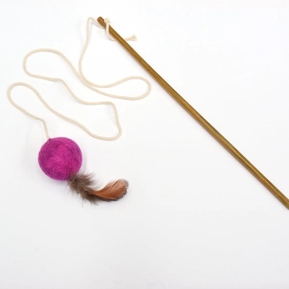 Feather Teaser Ball Cat Wand - Magenta