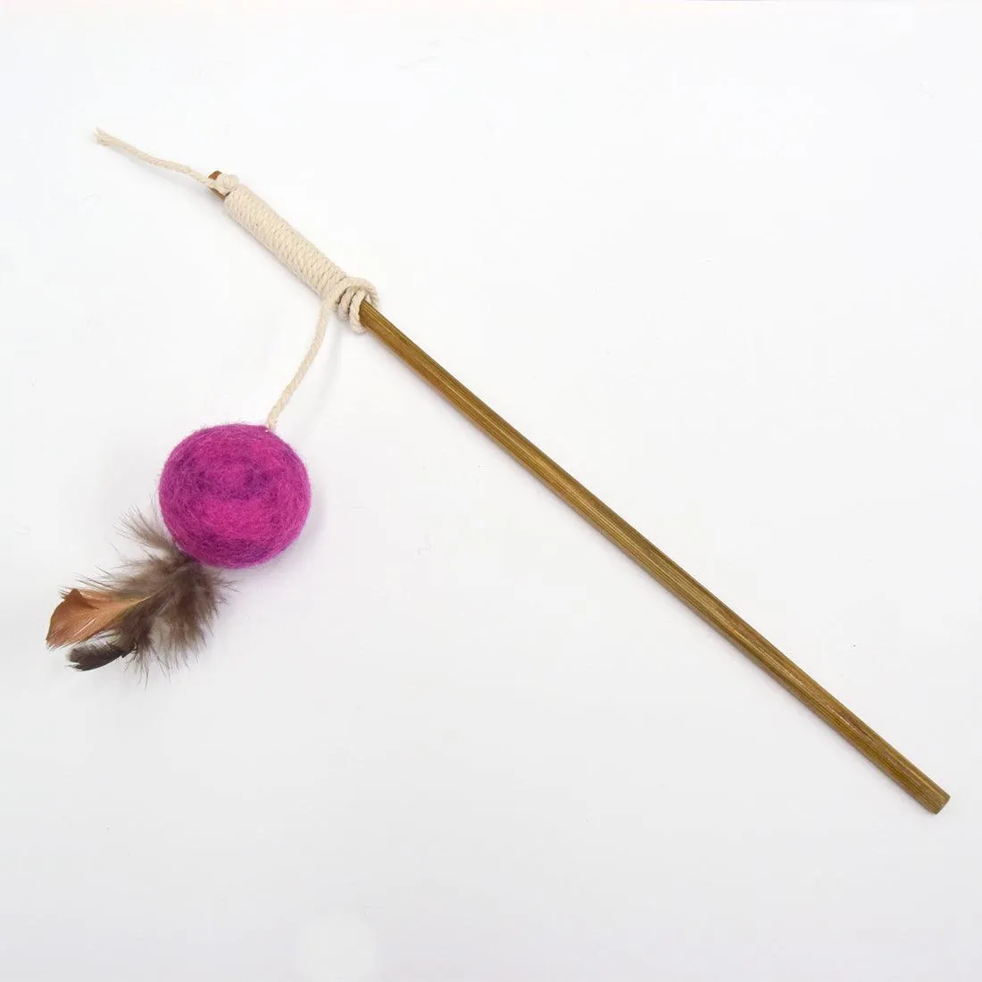 Feather Teaser Ball Cat Wand - Magenta