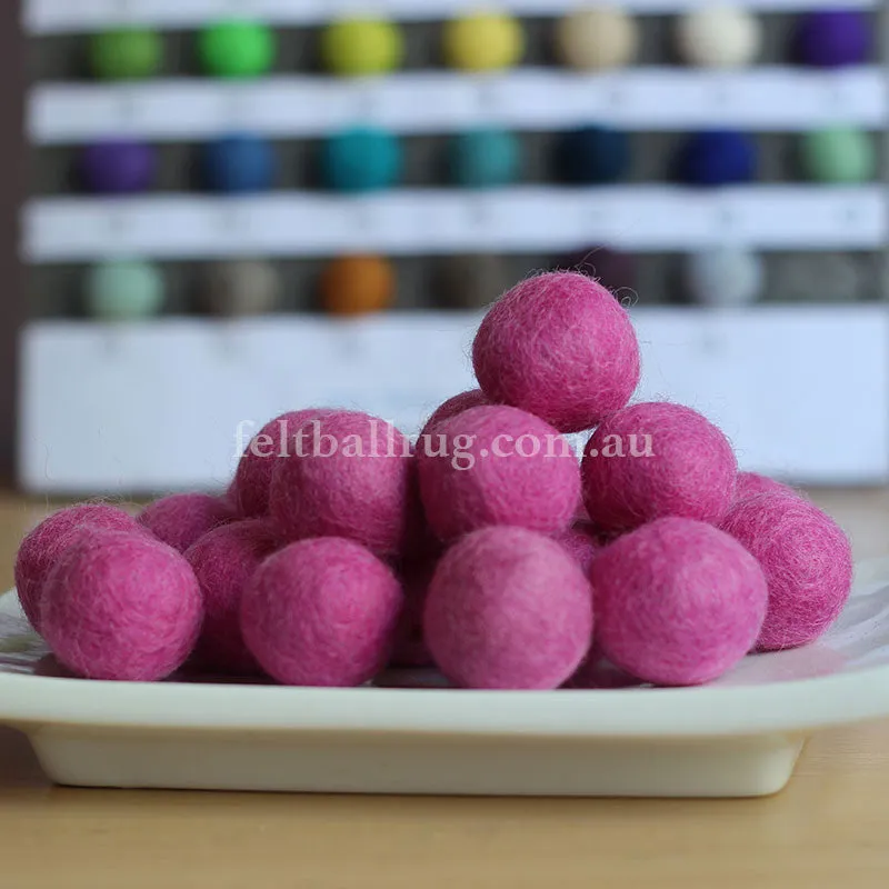 Felt Ball Candy Floss Pink 1CM,  2CM, 2.5CM, 3CM, 4CM Colour 8