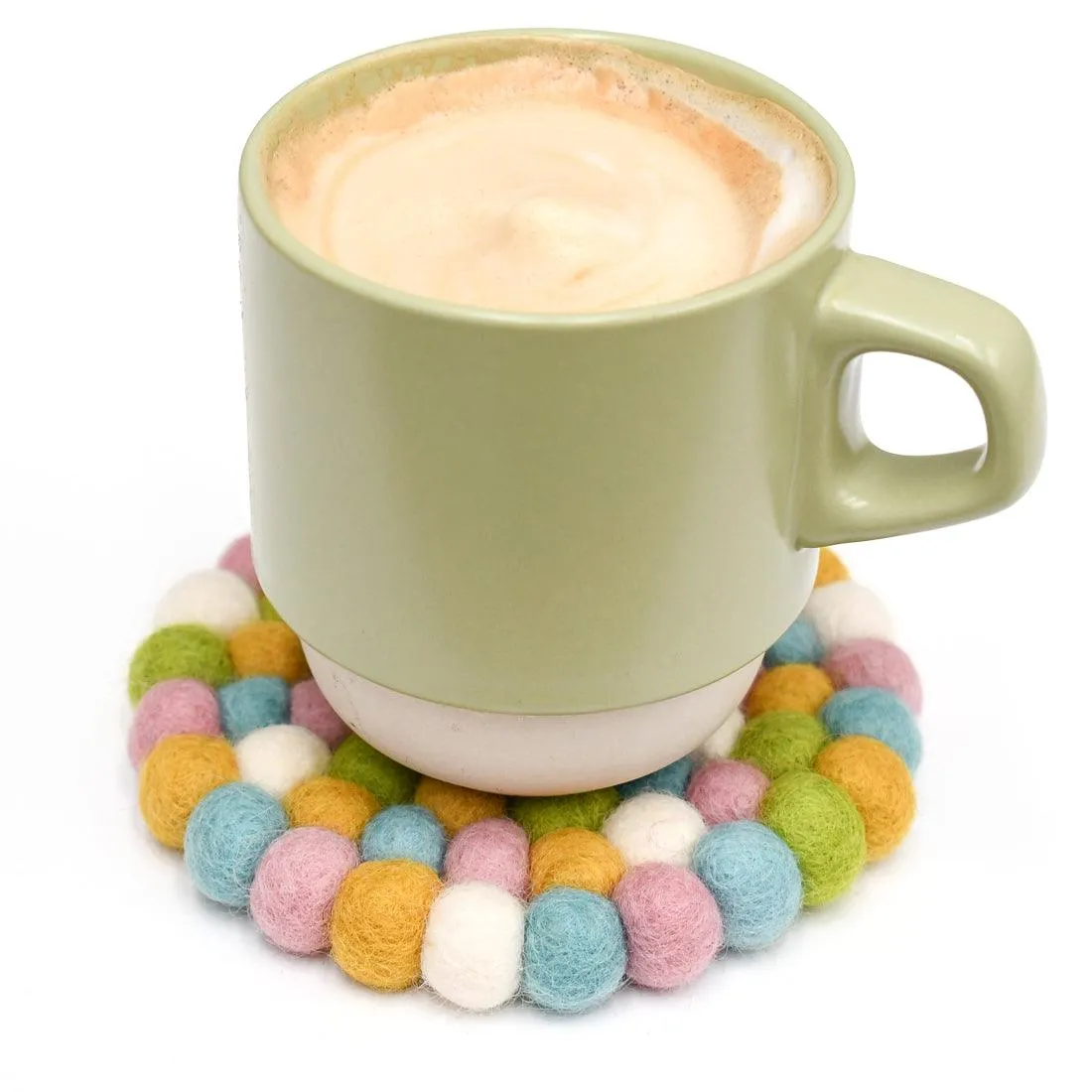 Felt Ball Cup Coasters - Jellybean Bundle of 6