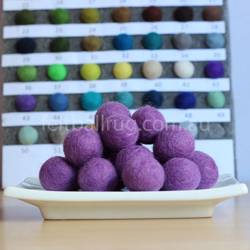 Felt Ball Jacaranda Purple 1 CM,  2 CM, 2.5 CM, 3 CM, 4 CM Colour 58