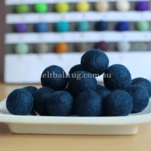 Felt Ball Navy Blue 1 CM,  2 CM, 2.5 CM, 3 CM, 4 CM Colour 29