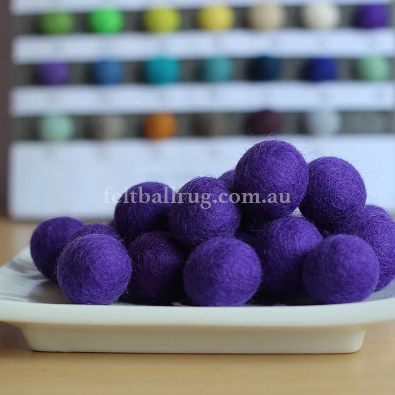 Felt Ball Purple Haze 1 CM,  2 CM, 2.5 CM, 3 CM, 4 CM Colour 42