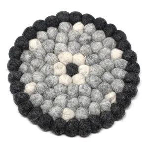 Felt Ball Round Trivet - Black Grey