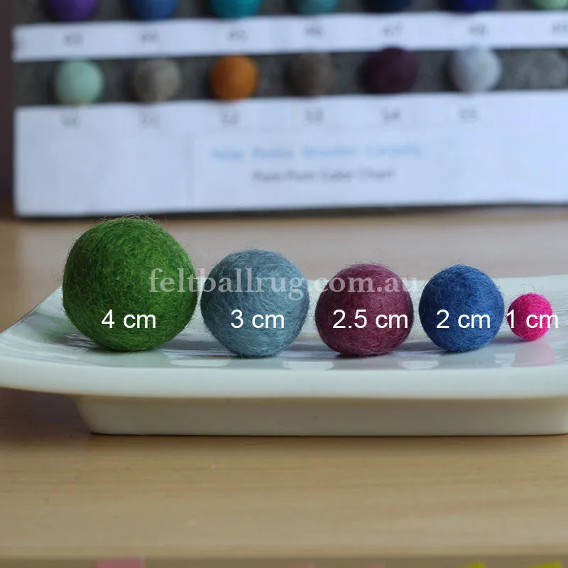 Felt Ball Spring Green 1 CM,  2 CM, 2.5 CM, 3 CM, 4 CM Colour 21