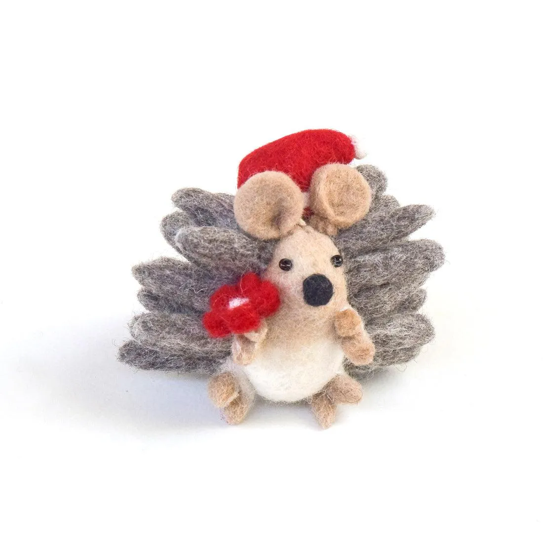 Felt Christmas Hedgehog with Flower