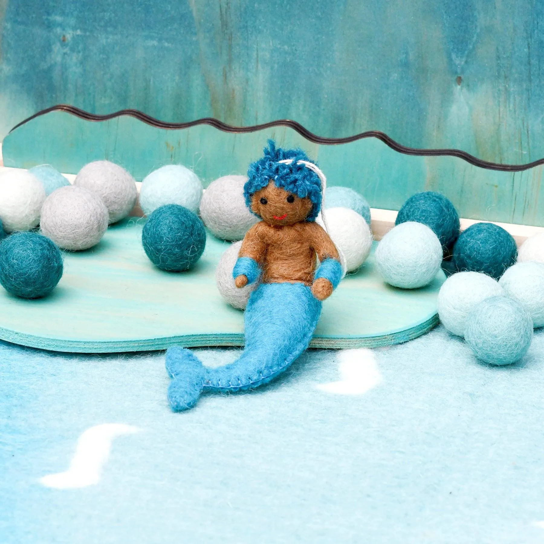 Felt Coral Merman Hanging - Blue Tail