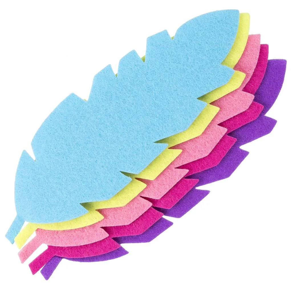 Felt Feathers: Bright, 6 Inches, 5 Pack