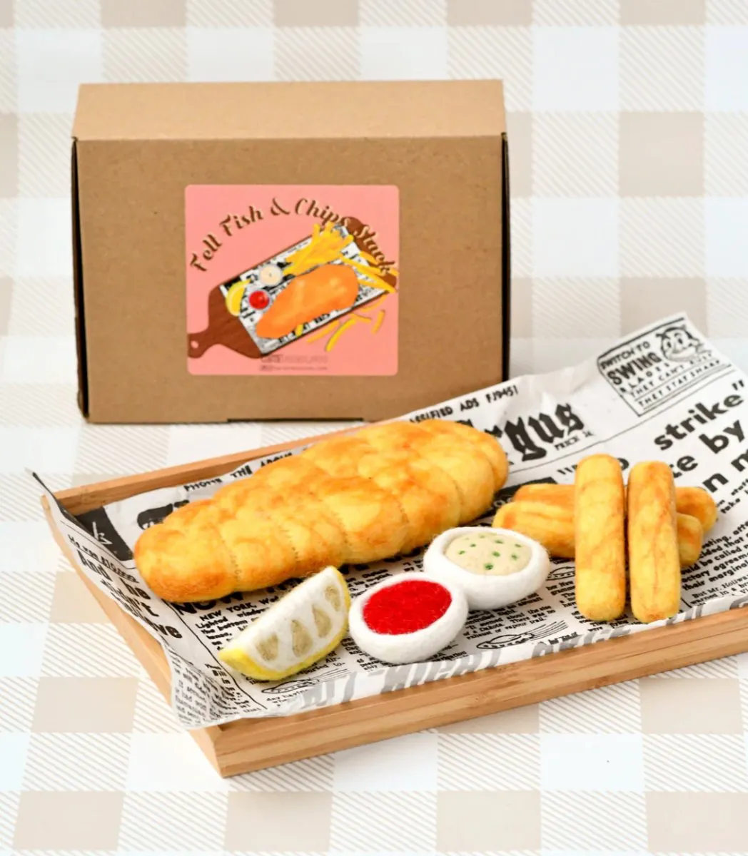 Felt Fish and Chips Stack - Tara Treasures