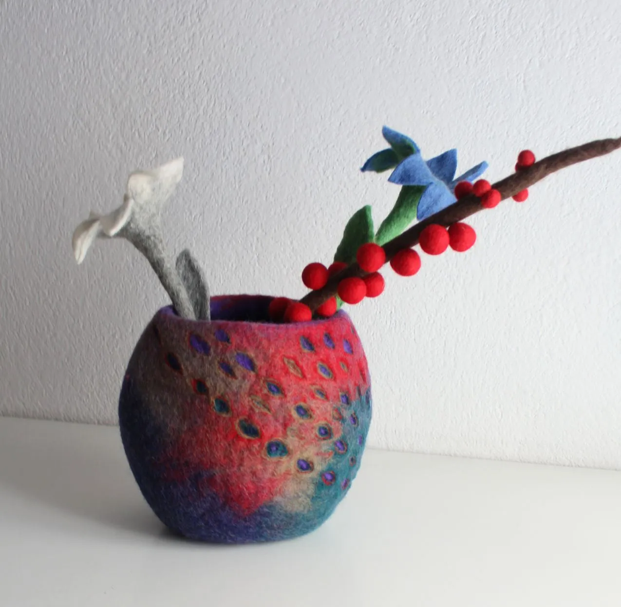 Felt Flower Vase with Flowers