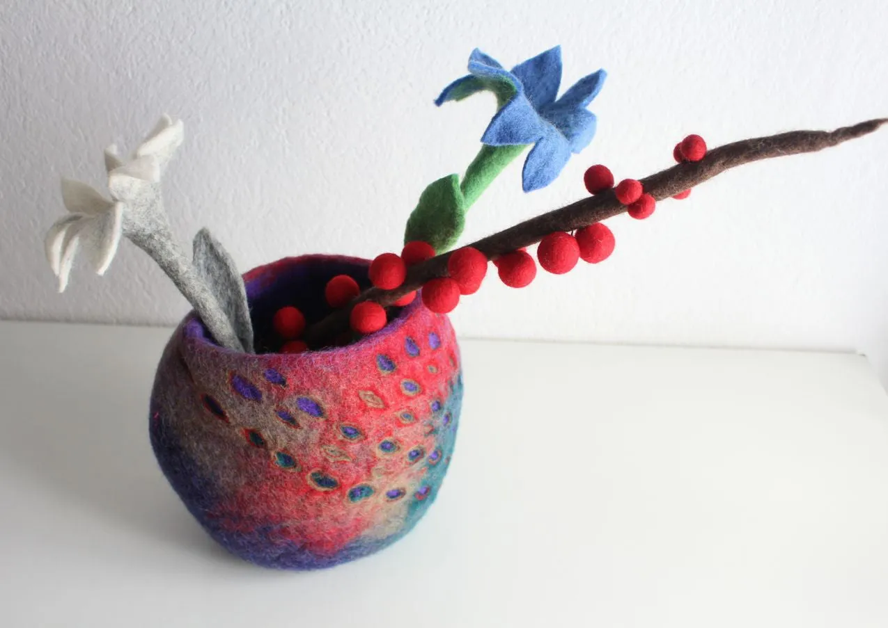 Felt Flower Vase with Flowers