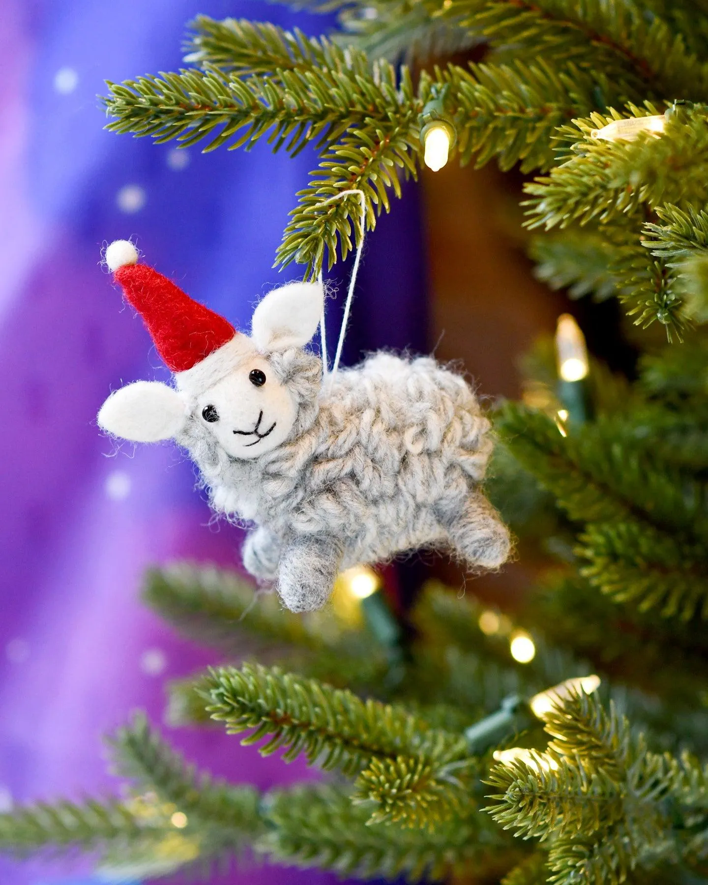 Felt Grey Sheep Christmas Ornament