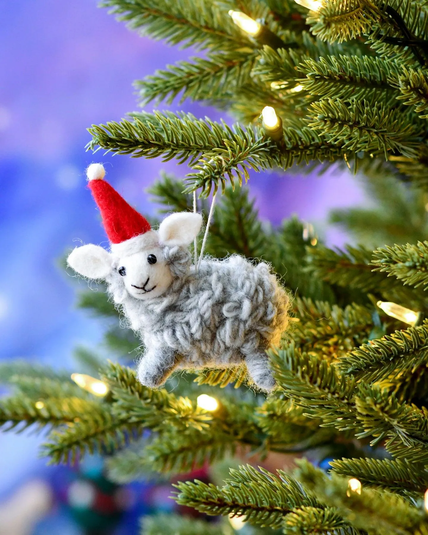 Felt Grey Sheep Christmas Ornament