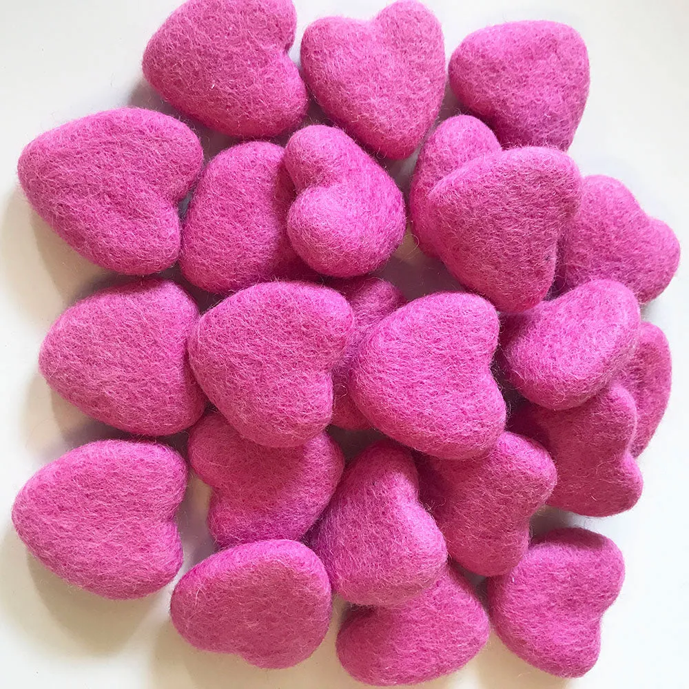 Felt Hearts Pastel Pink